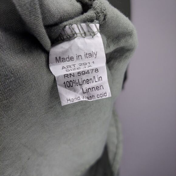 Lungo L'Arno Linen Top Women 1X Green Short Dolman Sleeve Mixed Fabric Gauze - Picture 11 of 11